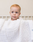 Snow Summer-Weight Organic Muslin Mini Blanket Organic Baby Blanket Gray Heron