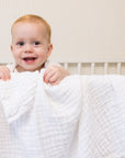 Snow Summer-Weight Organic Muslin Mini Blanket Organic Baby Blanket Gray Heron