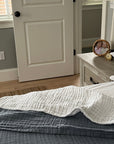 Snow Summer-Weight Organic Muslin Queen Blanket Adult Organic Cotton Muslin Blanket Gray Heron