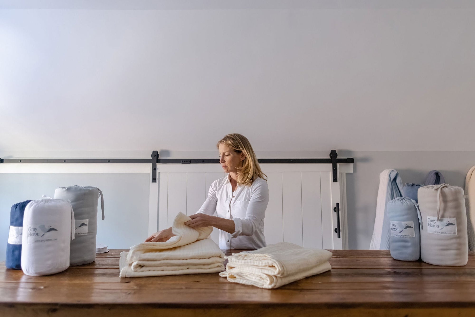 Summer-Weight Organic Gauze Full/Queen Blanket in Butter Cream Queen Muslin Blanket Gray Heron