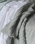 Summer-Weight Organic Gauze Full/ Queen Muslin Blanket in Glacial Sage Organic Cotton Muslin Blanket Gray Heron