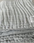 Summer-Weight Organic Gauze Full/ Queen Muslin Blanket in Glacial Sage Organic Cotton Muslin Blanket Gray Heron