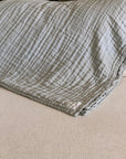 Summer-Weight Organic Gauze Full/ Queen Muslin Blanket in Glacial Sage Organic Cotton Muslin Blanket Gray Heron