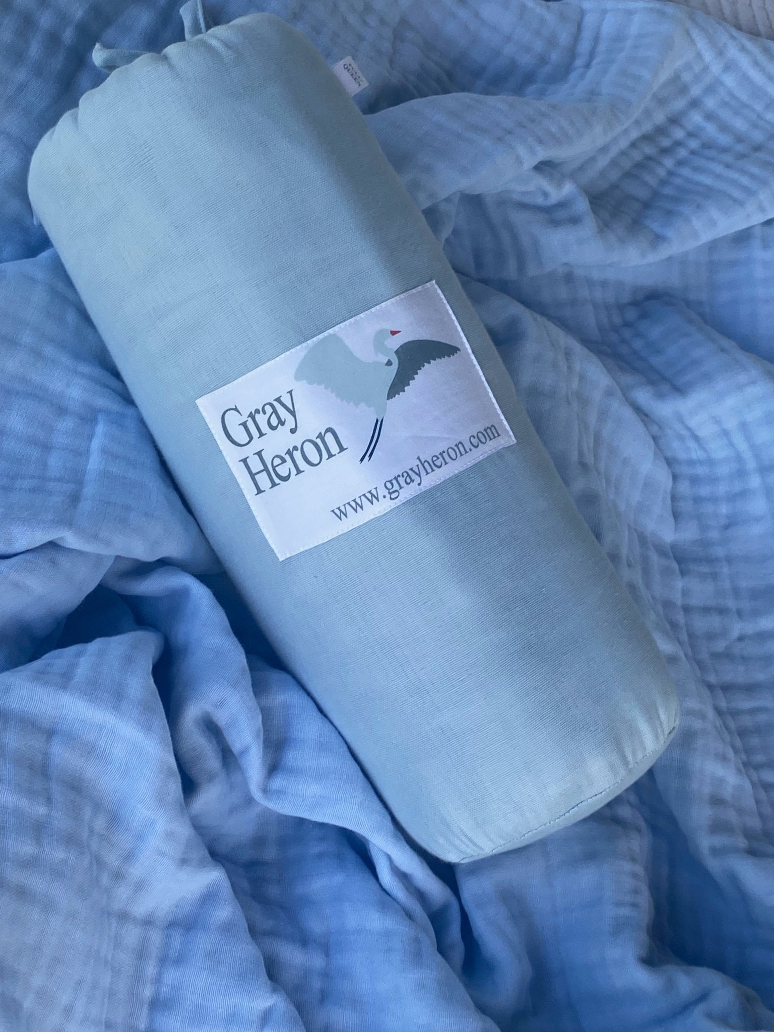 Summer-Weight Organic Gauze Full/Queen Blanket in Sky Blue Organic Muslin Blanket Gray Heron