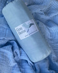 Summer-Weight Organic Gauze Full/Queen Blanket in Sky Blue Organic Muslin Blanket Gray Heron