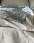Summer-Weight Organic Gauze Full/Queen Blanket in Sky Blue Organic Muslin Blanket Gray Heron