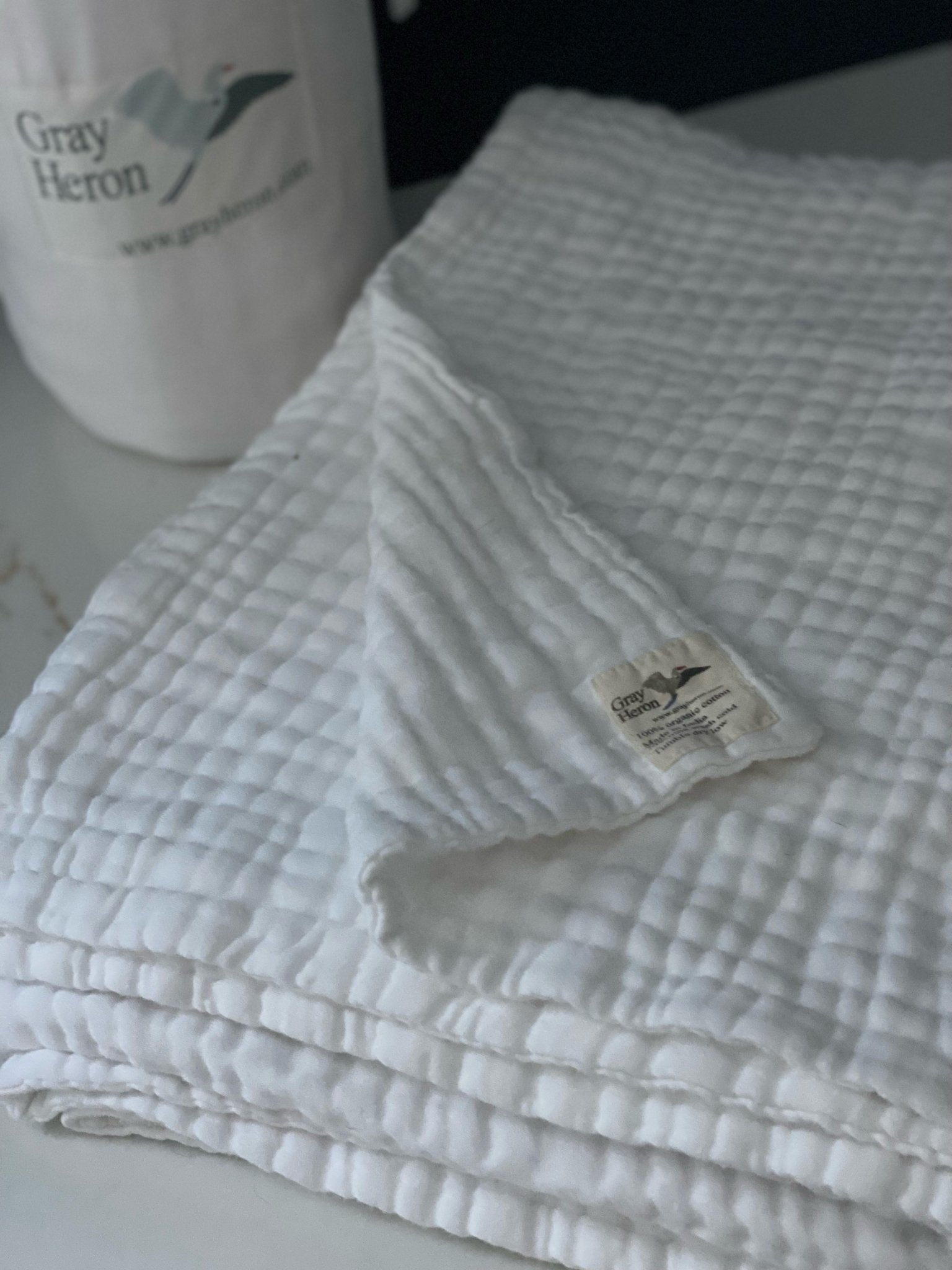 Summer-Weight Organic Gauze Full/Queen in Snow Adult Organic Gauze Blanket Gray Heron Blankets