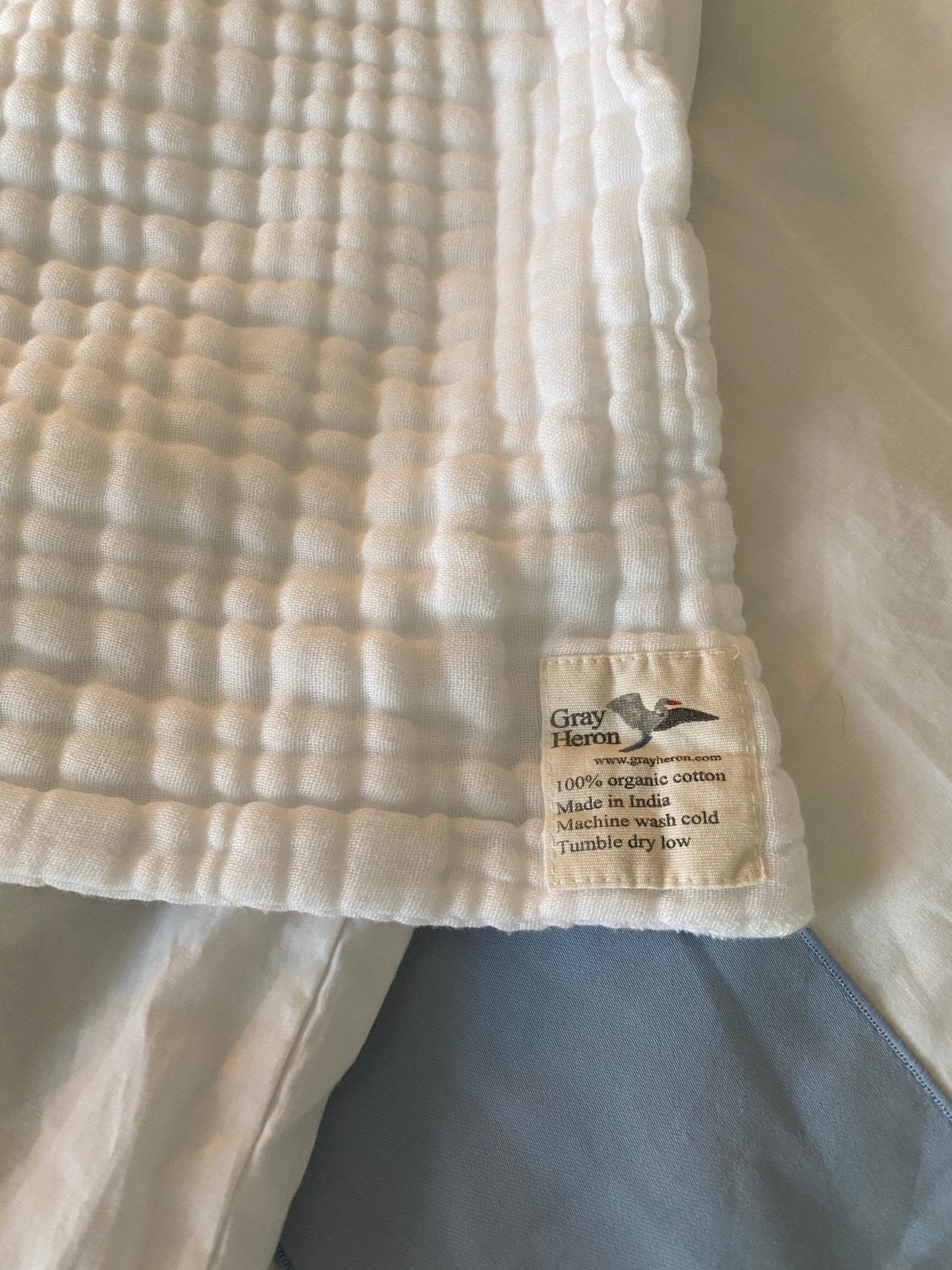 Summer-Weight Organic Gauze Full/Queen in Snow Adult Organic Gauze Blanket Gray Heron Blankets