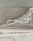 Summer-Weight Organic Throw in Oat Gray Heron