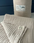 All-Season Organic Muslin Throw in Oat Gray Heron