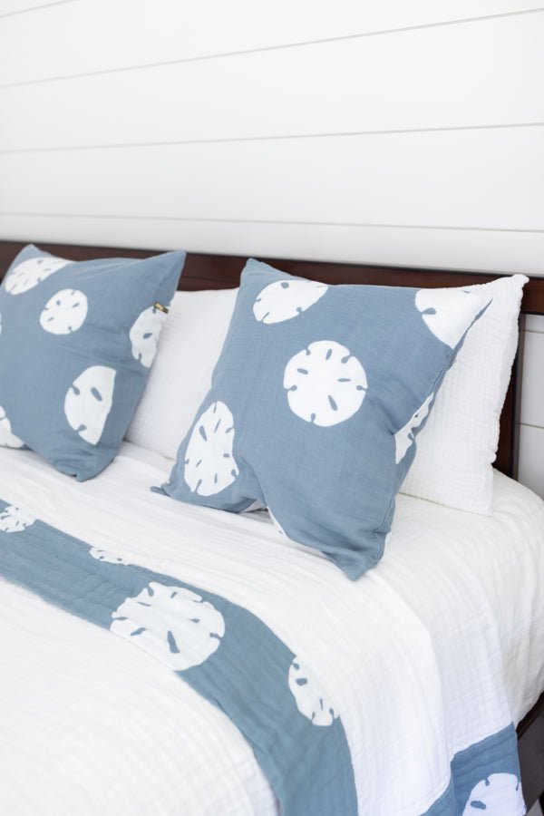 Sand Dollar and Slate All-Season Organic Muslin King Blanket Adult Organic Muslin Blanket Gray Heron