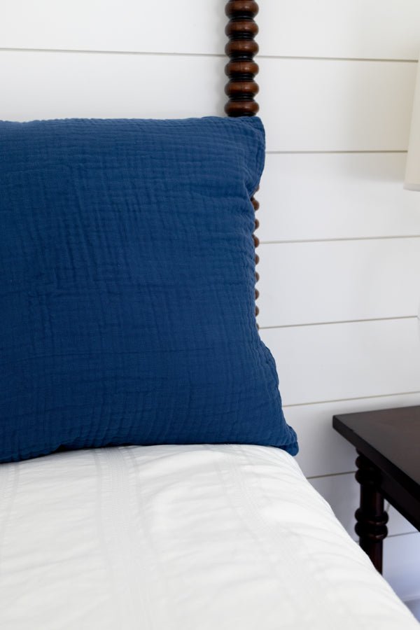 Euro Pillow Covers with Brass Zipper European Throw Pillow Gray Heron Chatham Blue