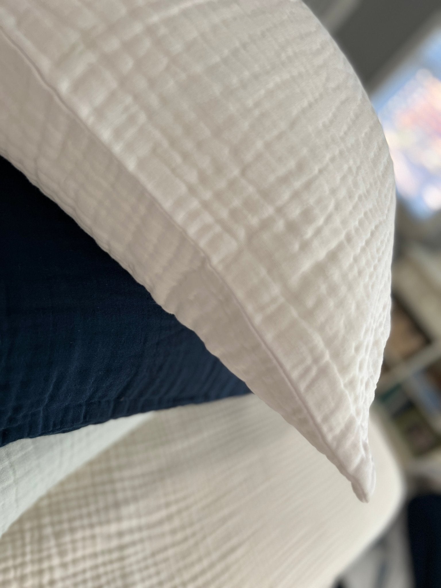 Organic Muslin Standard Pillow Covers Organic Pillowcase Gray Heron Snow