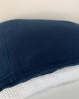 Organic Muslin Standard Pillow Covers Organic Pillowcase Gray Heron Navy