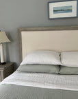 Organic Muslin Standard Pillow Covers Organic Pillowcase Gray Heron Glacial Sage