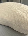Organic Muslin Standard Pillow Covers Organic Pillowcase Gray Heron Natural