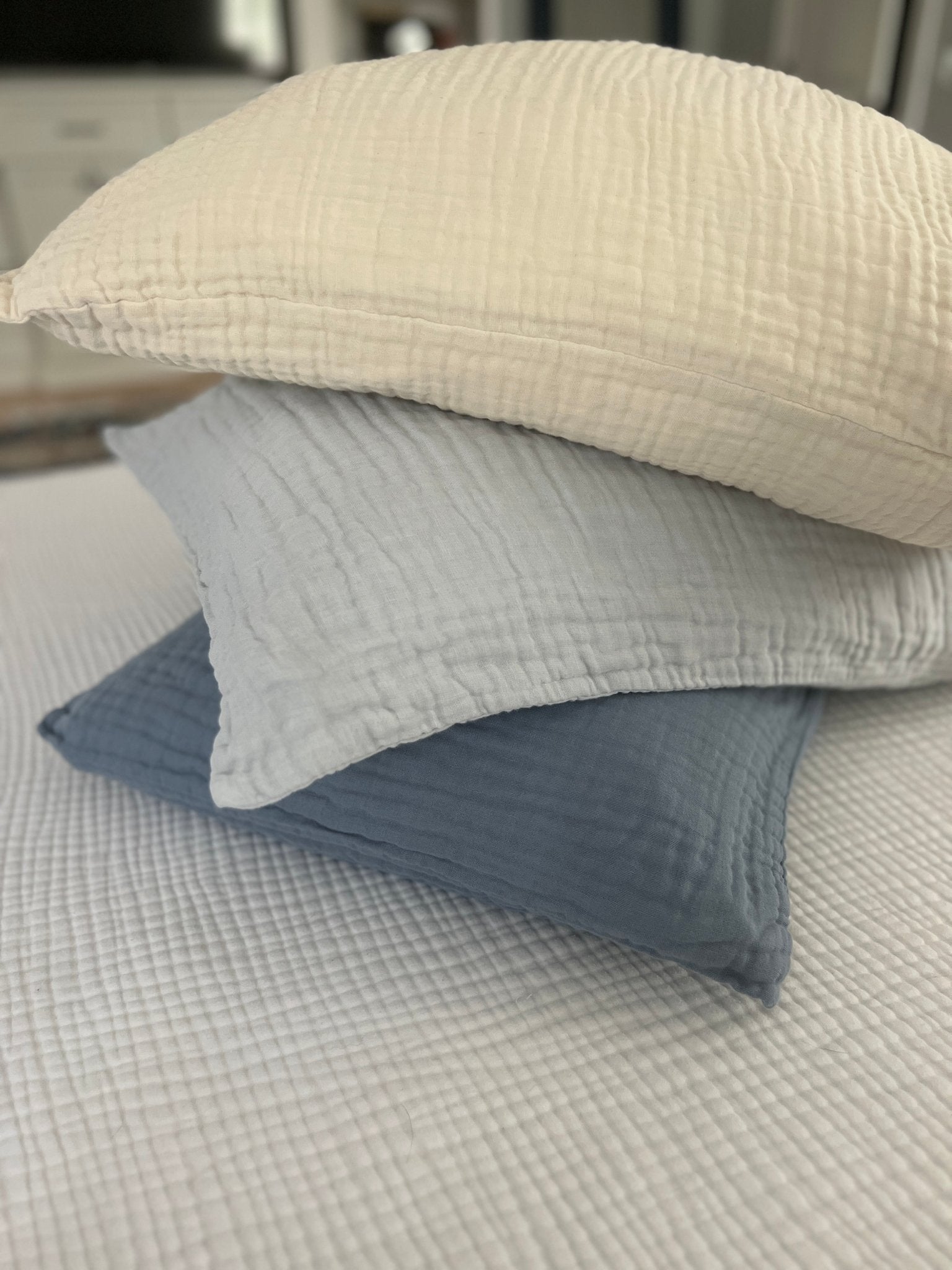 Organic Muslin Standard Pillow Covers Organic Pillowcase Gray Heron