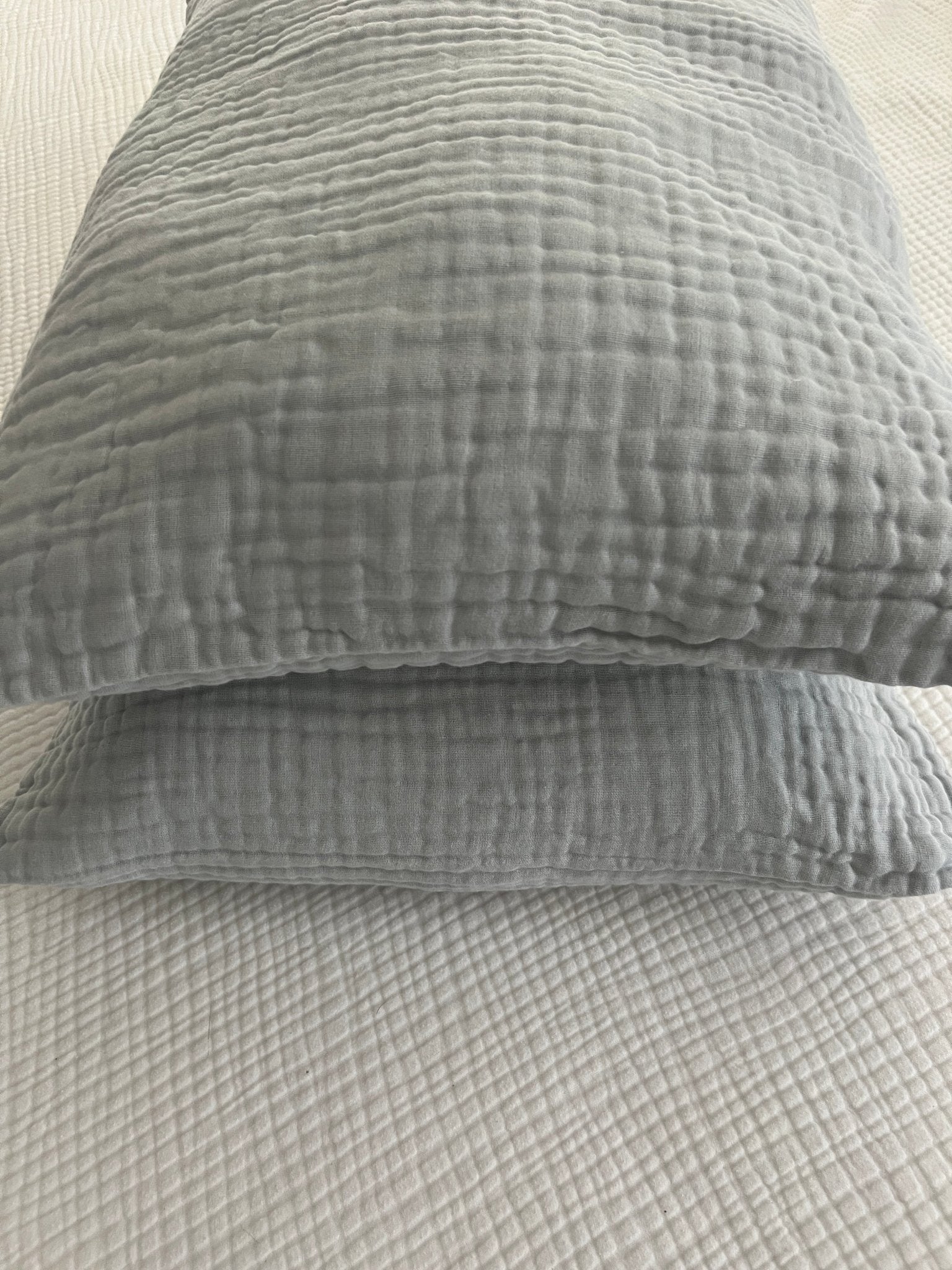 Organic Muslin Standard Pillow Covers Organic Pillowcase Gray Heron
