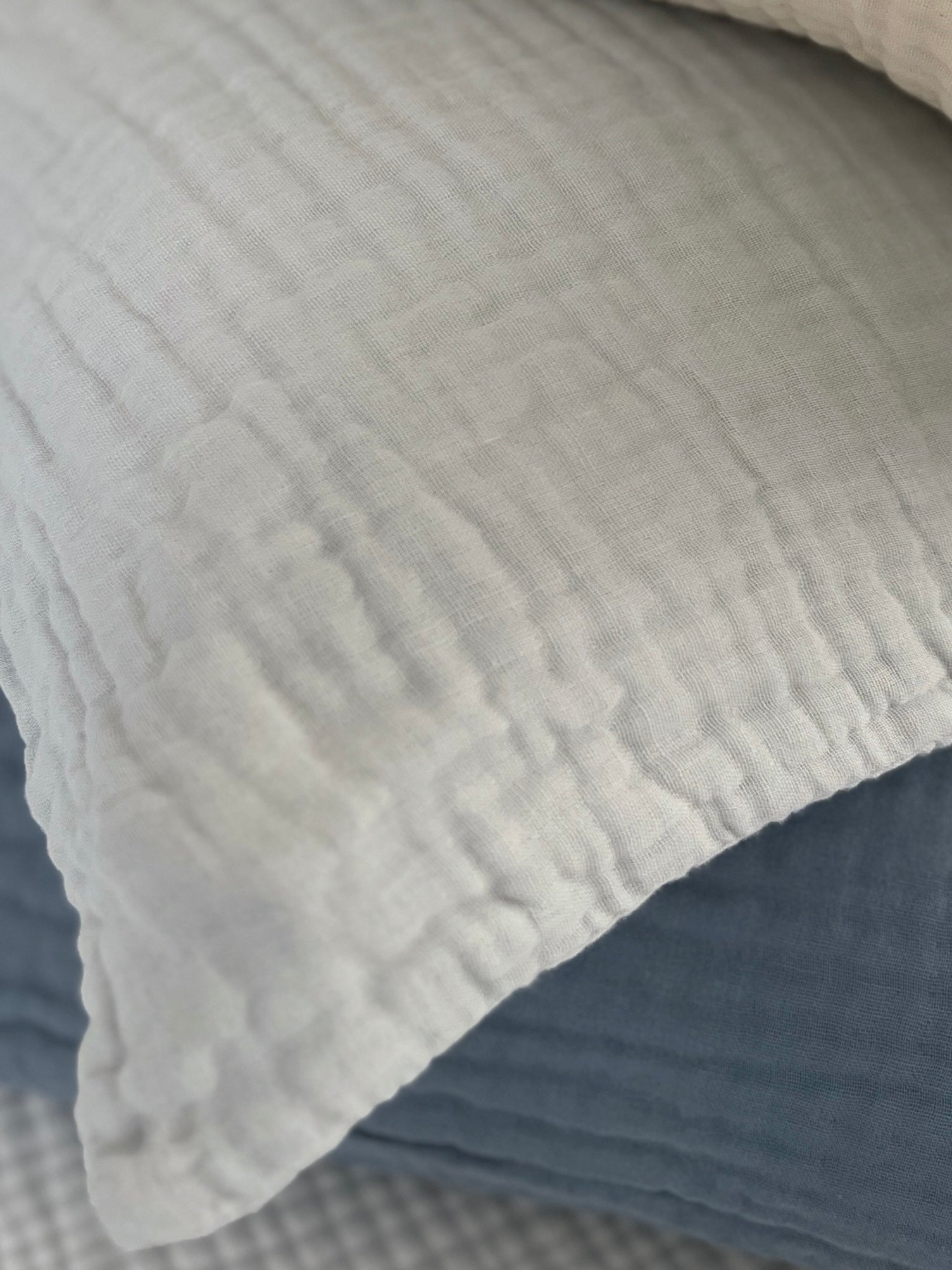 Organic Muslin Standard Pillow Covers Organic Pillowcase Gray Heron Mist