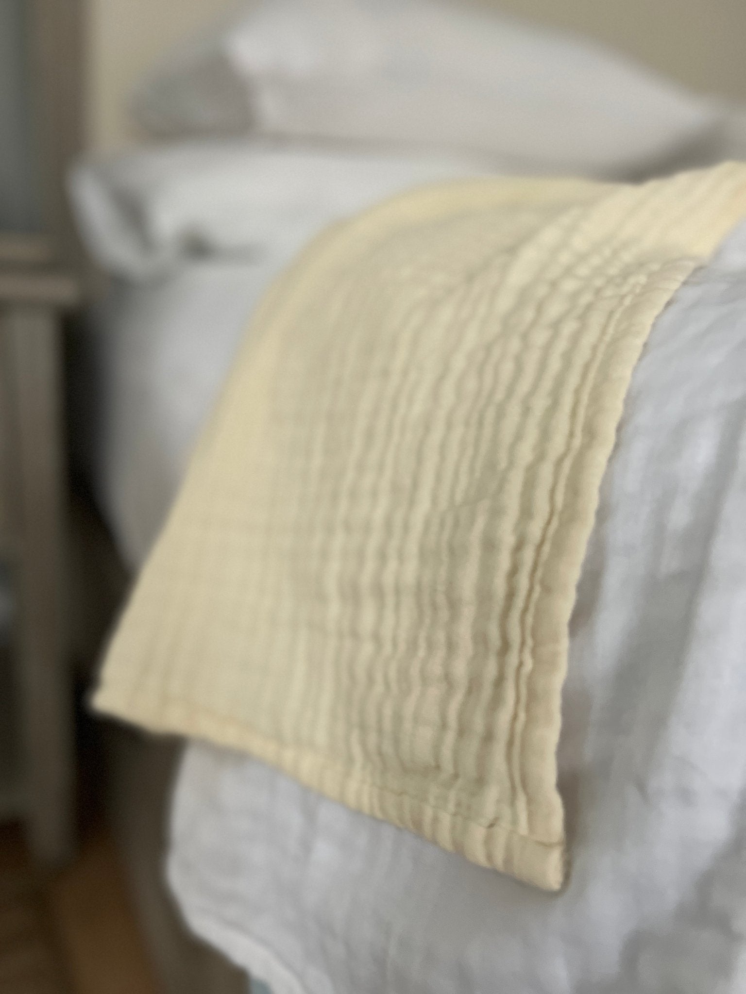 Summer Weight Organic Gauze Full Queen Blanket in Butter Cream on Sale Gray Heron