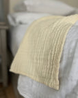 Summer-Weight Organic Gauze Full/Queen Blanket in Butter Cream Queen Muslin Blanket Gray Heron