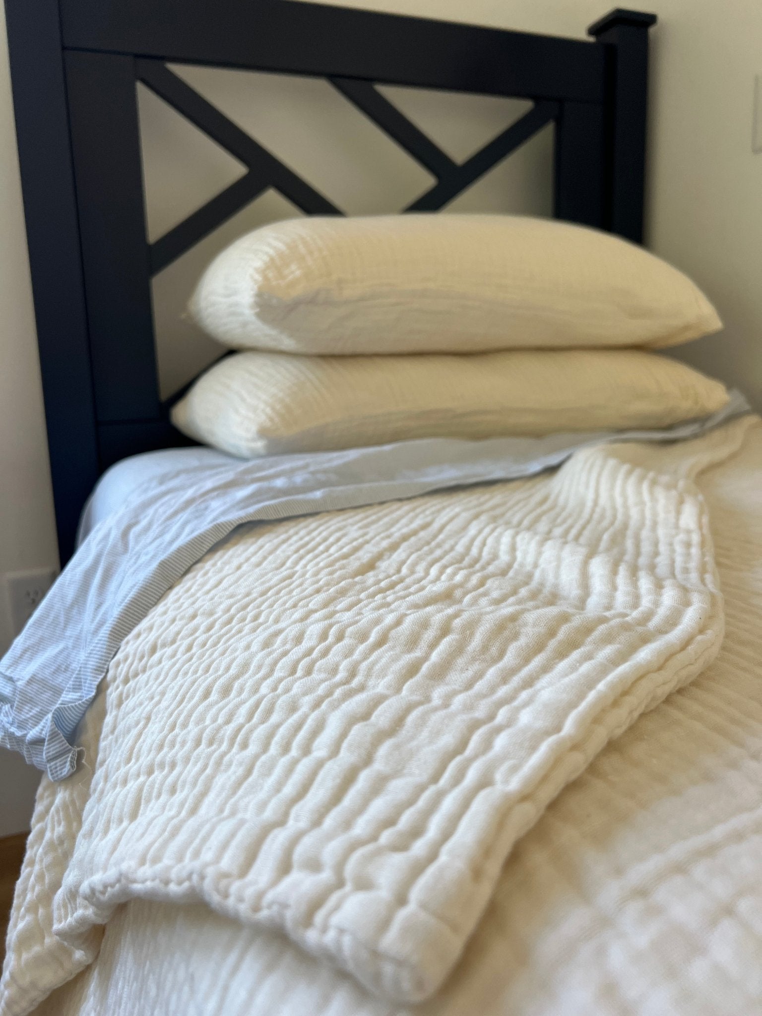 Organic Muslin All-Season Twin Blanket – Natural, Dye-Free Organic Cotton Muslin Blanket Gray Heron