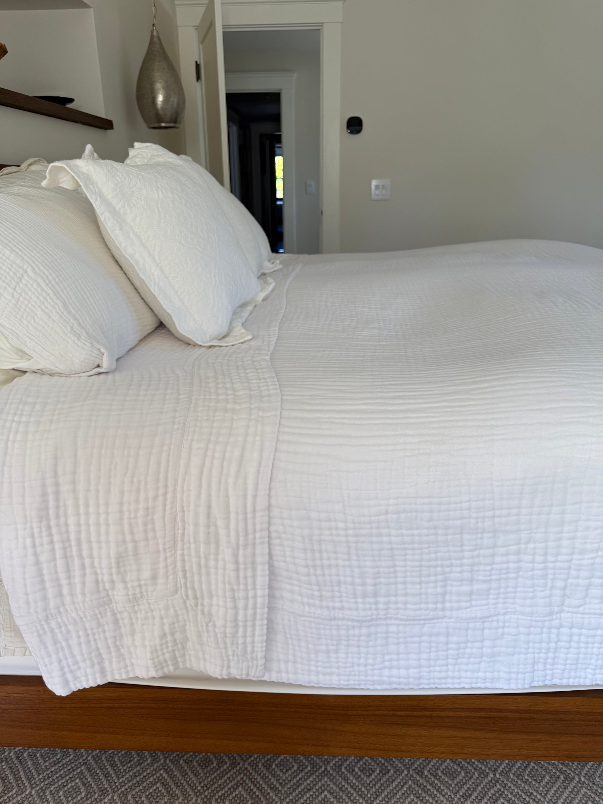 Dye-Free Natural All-Season Organic Muslin King Blanket Adult Organic Cotton Muslin Blanket Gray Heron