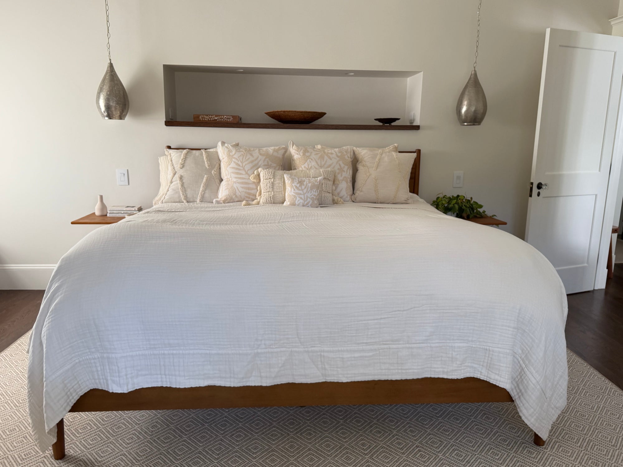 Dye-Free Natural All-Season Organic Muslin King Blanket Adult Organic Cotton Muslin Blanket Gray Heron