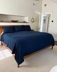 Navy All-Season Organic Muslin King Blanket Adult Organic Cotton Muslin Blanket Gray Heron