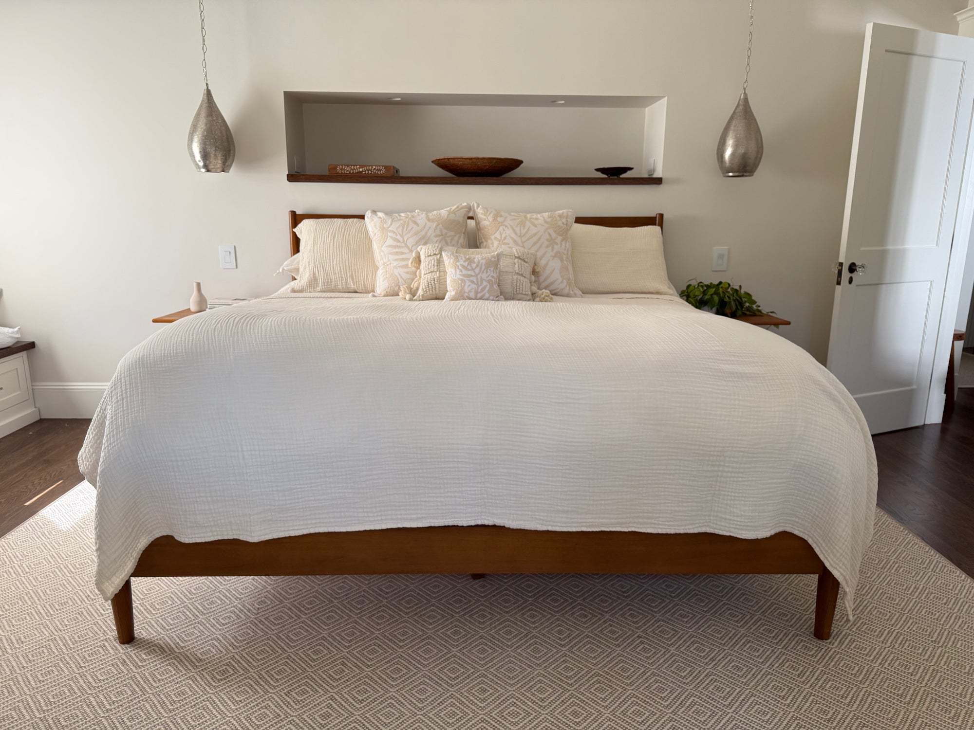Dye-Free Natural Summer-Weight Organic Muslin King Blanket Adult Organic Cotton Muslin Blanket Gray Heron