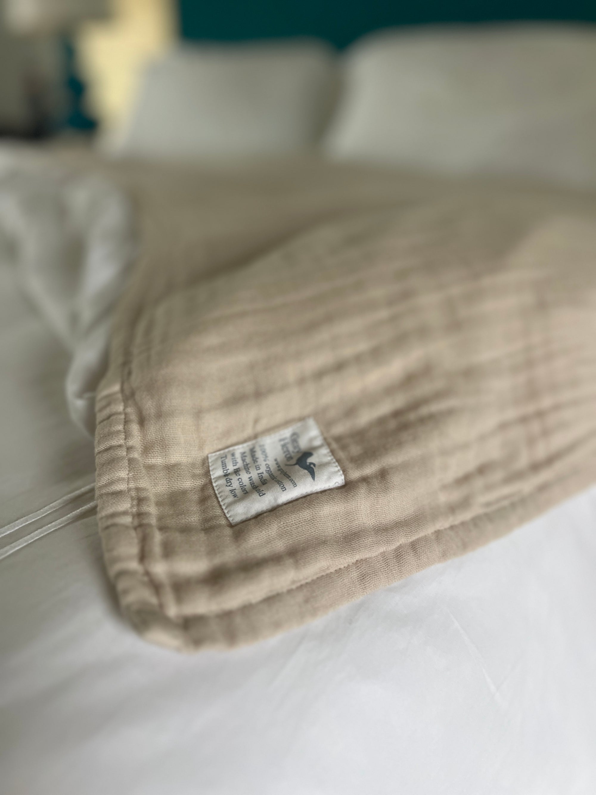 Oat Summer-Weight Organic Muslin King Blanket Adult Organic Cotton Muslin Blanket Gray Heron