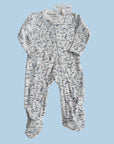 Organic Pima Baby Footie Pajamas - Happy Heron Print Organic Pajamas Gray Heron