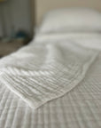 HAPPY ORGANIC MUSLIN SUMMER-WEIGHT QUEEN BLANKET (105" x 98") Adult Organic Cotton Muslin Blanket Gray Heron Snow