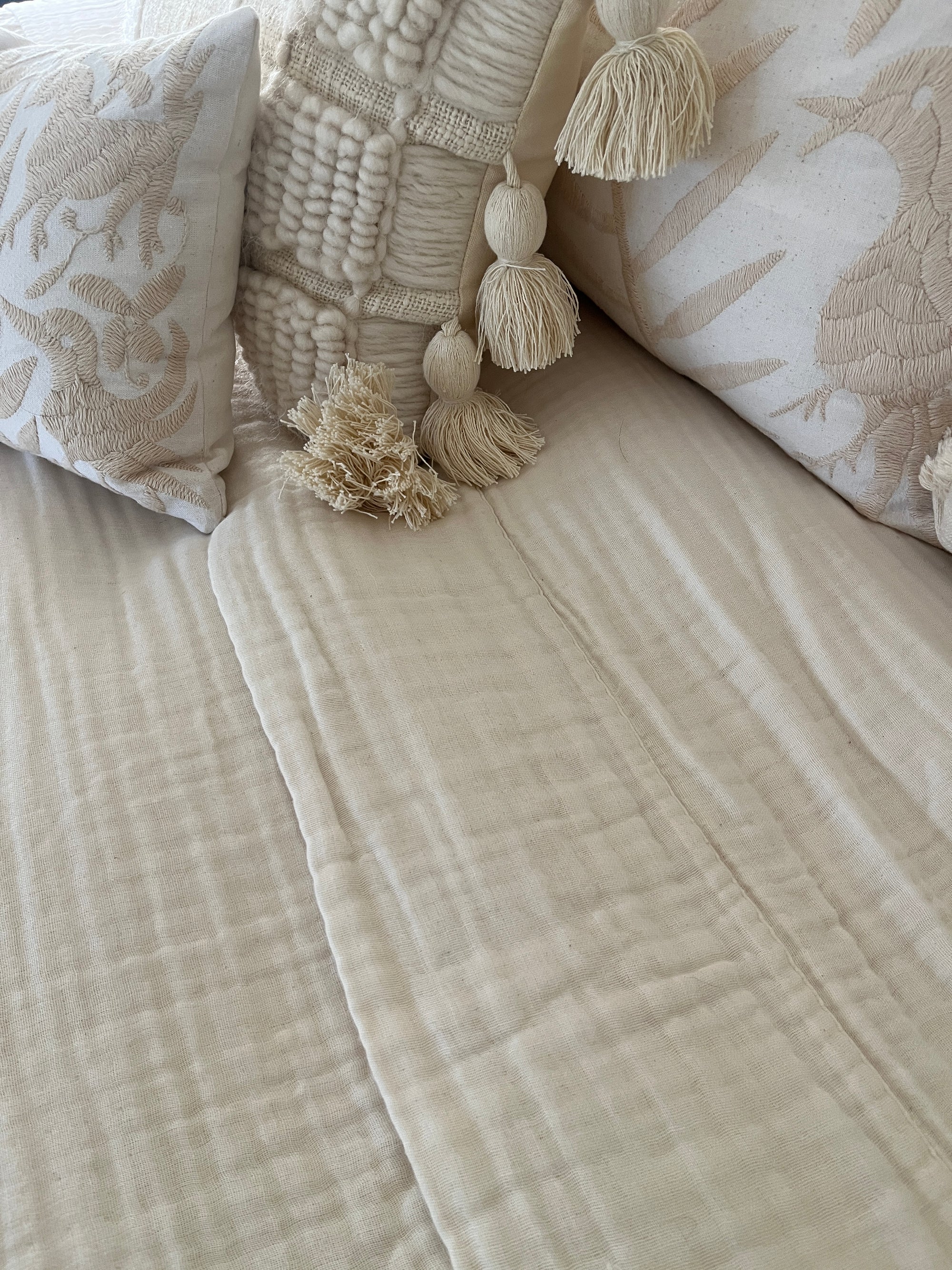 Dye-Free Natural All-Season Organic Muslin King Blanket Adult Organic Cotton Muslin Blanket Gray Heron