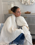 HAPPY ORGANIC COTTON MUSLIN ALL-SEASON OVERSIZED THROW BLANKET (66" x 84") - Gray Heron 