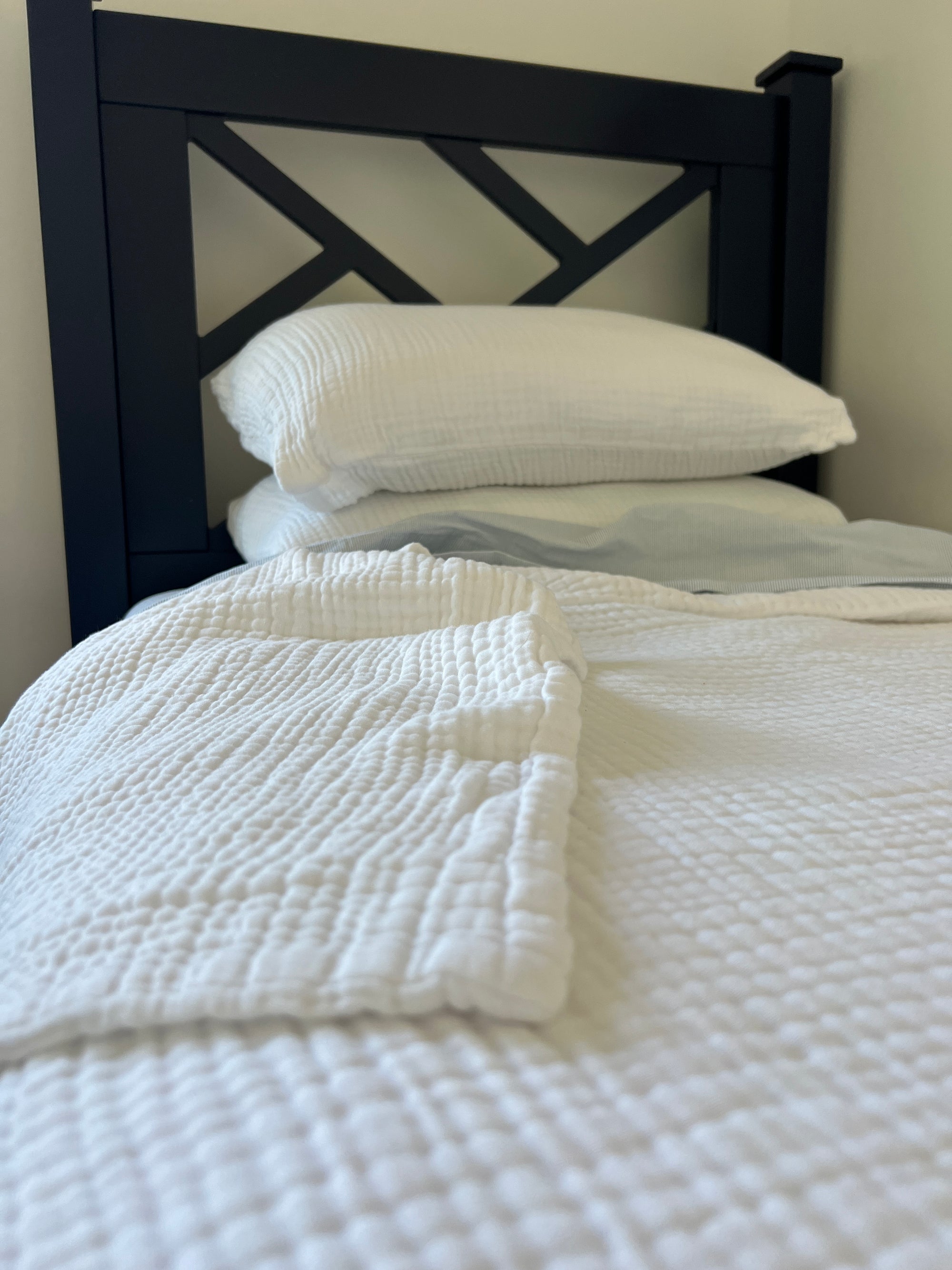 Organic Muslin All-Season Oversized Throw/Twin Blanket – Snow White 8 Layer Cotton Muslin Oversized Throw Gray Heron