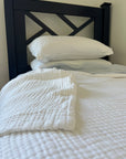 Organic Muslin All-Season Oversized Throw/Twin Blanket – Snow White 8 Layer Cotton Muslin Oversized Throw Gray Heron