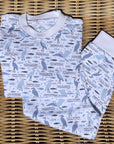 Organic Pima Toddler Pajamas - Happy Heron Print Gray Heron White 18-24 months