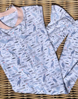 Organic Pima Baby Footie Pajamas - Happy Heron Print Organic Pajamas Gray Heron
