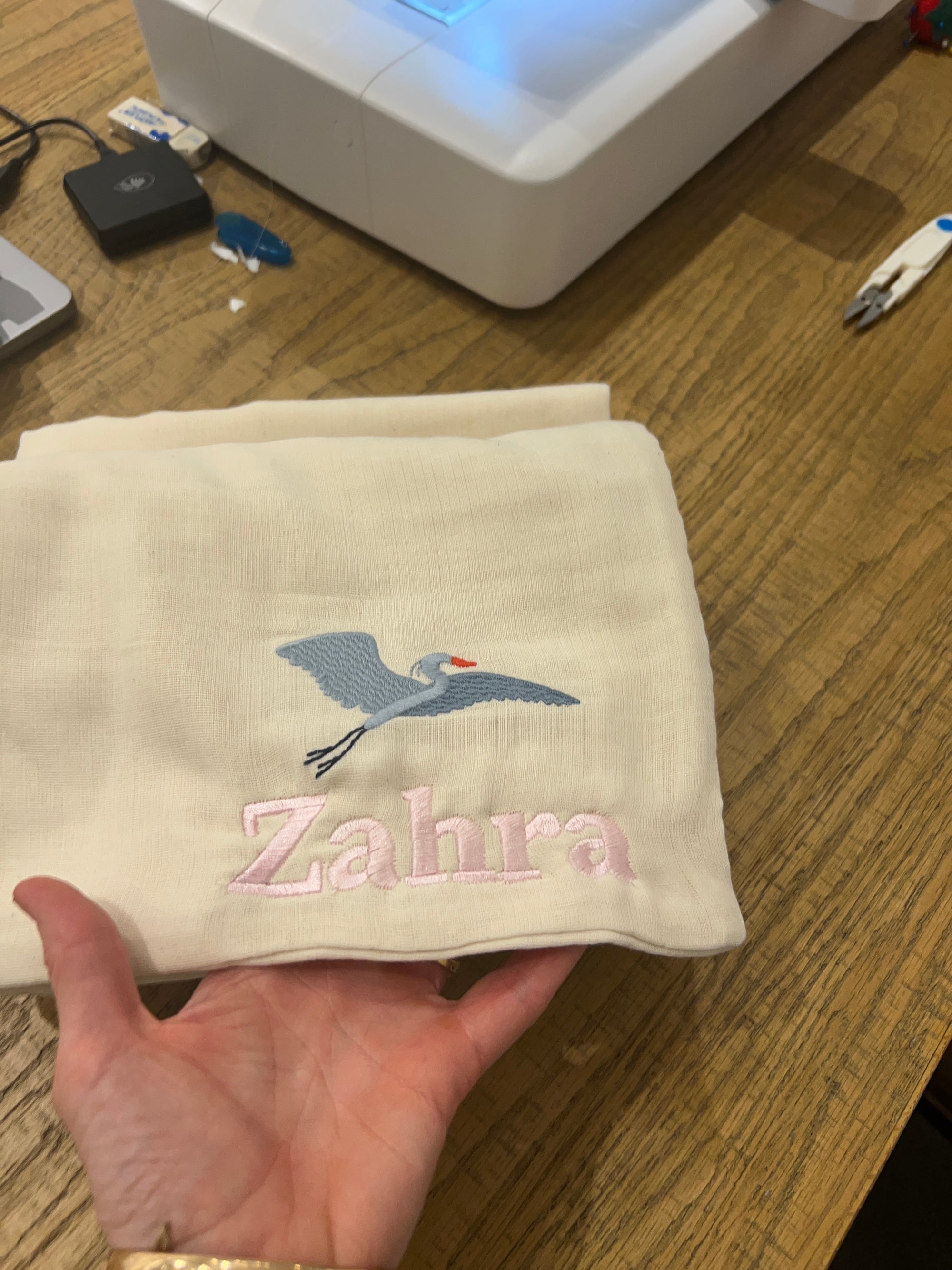 Natural, Dye-Free All-Season Organic Muslin Mini Blanket Organic Baby Blanket Gray Heron