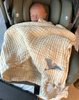 Natural Dye-Free Organic Mini Blanket in Summer-Weight 8 Layer Muslin Baby Blanket Gray Heron