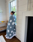 Organic Muslin All-Season Oversized Throw Blanket – Sand Dollar Slate & Snow Organic Cotton Muslin Blanket Gray Heron