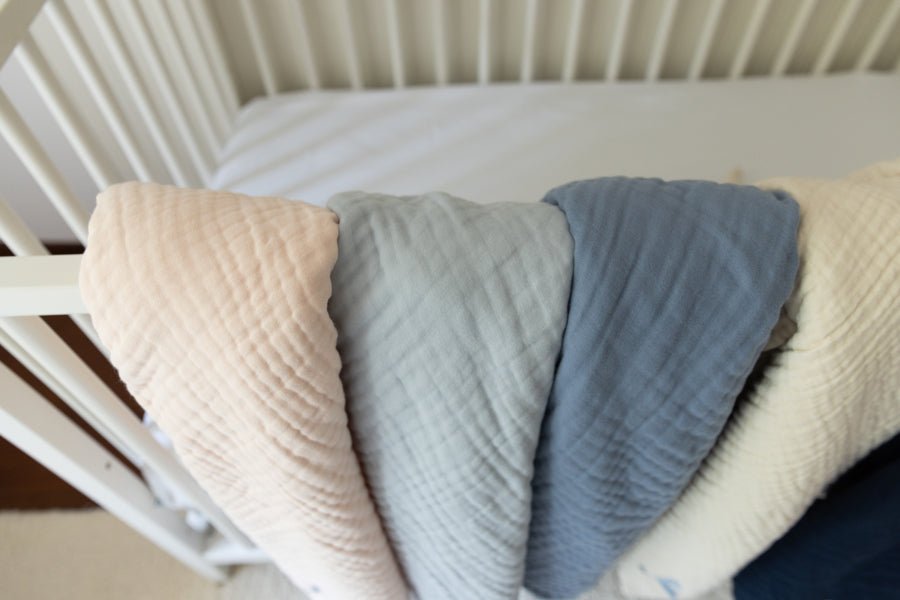 Mist All-Season Organic Muslin Mini Blanket 8 Layer Muslin Baby Blanket Gray Heron