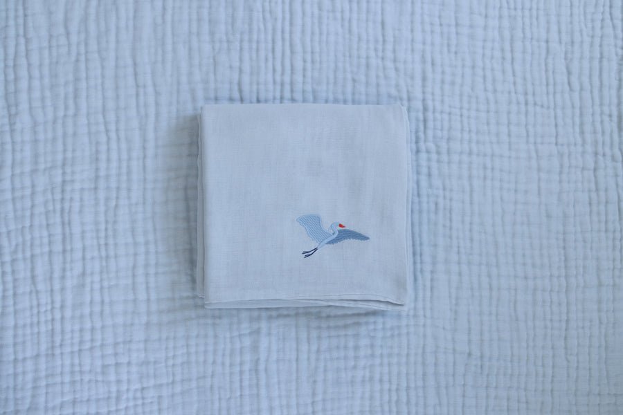 Mist All-Season Organic Muslin Mini Blanket 8 Layer Muslin Baby Blanket Gray Heron