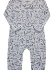 Organic Pima Baby Footie Pajamas - Happy Heron Print Organic Pajamas Gray Heron