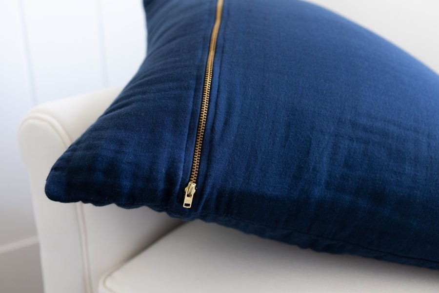 Chatham Blue Euro Pillow Cover with Brass Zipper - Gray Heron