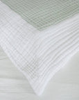 Glacial Sage & Snow All - Season Organic Muslin Queen Blanket - Gray Heron