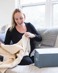 Natural All - Season Organic Muslin Mini Stork Blanket with Monogram Option - Gray Heron