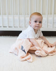 Natural Summer - Weight Organic Muslin Mini Stork Blanket with Monogram Option - Gray Heron