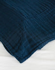 Navy All - Season Organic Muslin King Blanket - Gray Heron